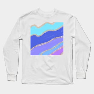 Blue purple watercolor art Long Sleeve T-Shirt